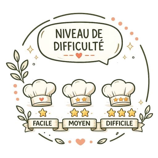 trois toques de chef cuisinier représentant les 3 niveaux de difficulté culinaire