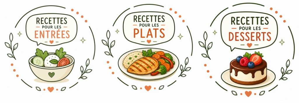recettes de cuisine santé pour les entrées, plats et desserts