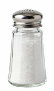 salière en verre avec bouchon argenté