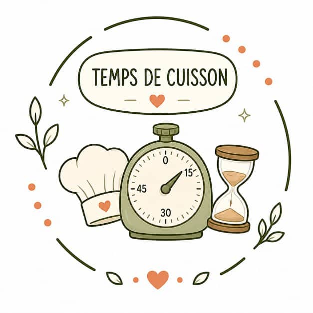 toque, sablier et minuteur représentant le temps de cuisson culinaire